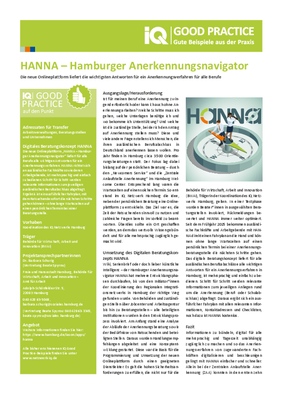 IQ Good Practice-Beispiel "Digitales Beratungskonzept HANNA"