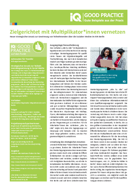 IQ Good Practice-Beispiel "Strategischer Ansatz zur Teilnehmendengewinnung in Social Media"