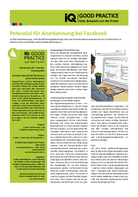 IQ Good Practice-Beispiel "Konzept Aufsuchende Beratung in Social Media-Spaces"