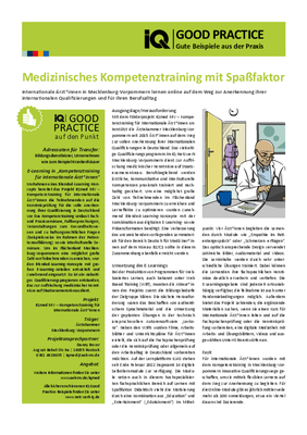 IQ Good Practice-Beispiel "E-Learning in Kompetenztraining für internationale Ärzt*innen"