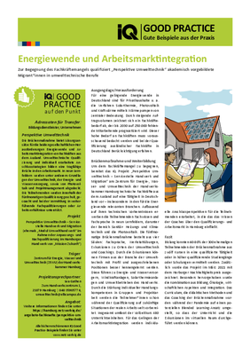 IQ Good Practice-Beispiel "Brückenmaßnahme Umwelthandwerk"