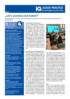 IQ Good Practice-Beispiel "Veranstaltungsformat JobMesse ,Let’s connect and match!‘"
